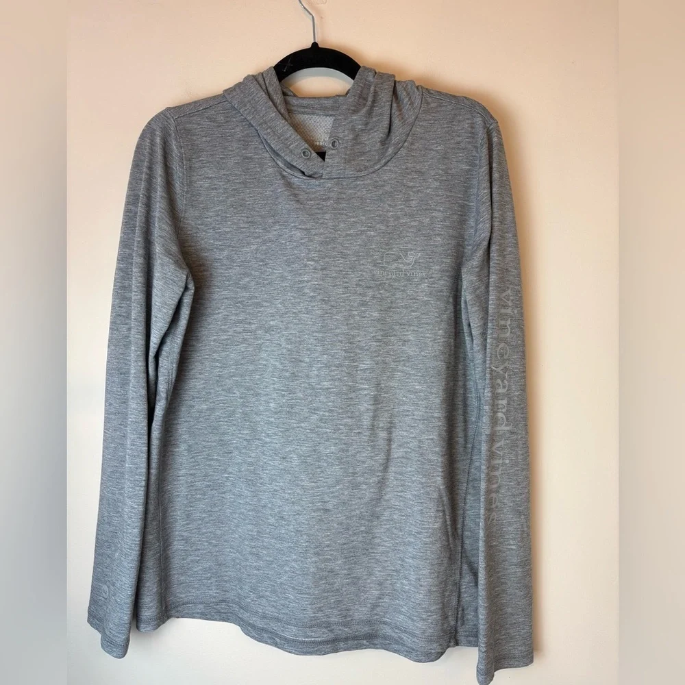 Vineyard Vines Performance Grey Drawstring Hoodie Pullover Sweatshirt Top Large - Picture 1 of 12